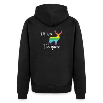 Pride Month LGBTQ - Oh Deer I'm Queer! - Unisex Premium Organic Zip Hoodie - black - Back - Nico (187cm)