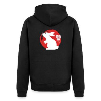 Bunny Silhouette Japonais - Veste à capuche bio Premium Unisexe - noir - Dos - Nico (187cm)