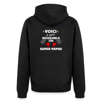 Héros Super Papou Thème Empowerment - Veste à capuche bio Premium Unisexe - noir - Dos - Nico (187cm)