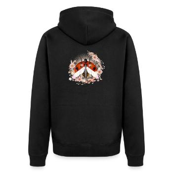 enchanting radiant ladybug with flowers - Unisex Premium Organic Zip Hoodie - black - Back - Nico (187cm)