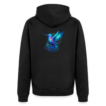 Hummingbird - Unisex Premium Organic Zip Hoodie - black - Back - Nico (187cm)