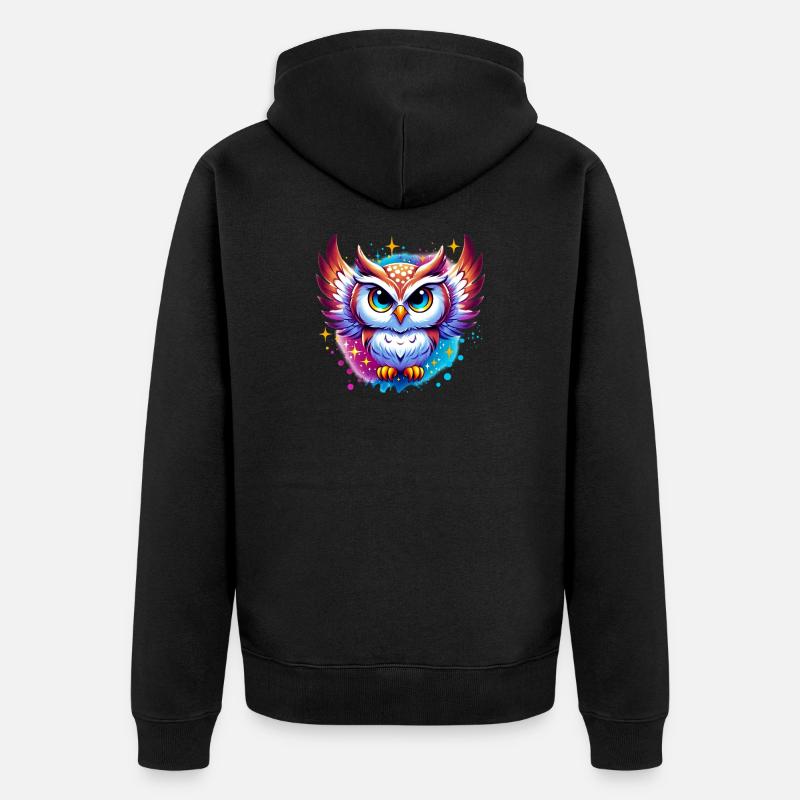 Eule - Unisex Premium Bio Zip Hoodie - Schwarz