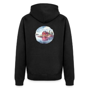 Maison suédoise cadeau de vacances maison suédoise - Veste à capuche bio Premium Unisexe - noir - Dos - Nico (187cm)