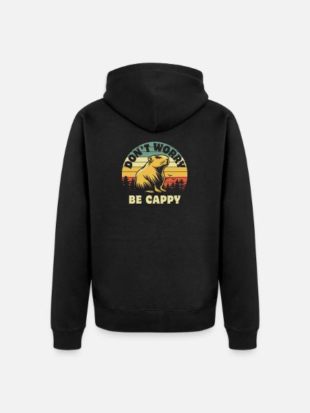 Don't worry be Cappy - Capybara - Unisex Premium Organic Zip Hoodie - black