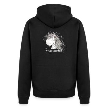 Horse Girl Pferdemädchen Pferde Cartoon - Unisex Premium Bio Zip Hoodie - Schwarz - Hinten - Nico (187cm)