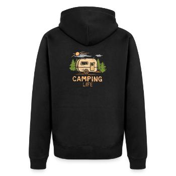 Camping life - Cartoon Camper et la nature - Veste à capuche bio Premium Unisexe - noir - Dos - Nico (187cm)