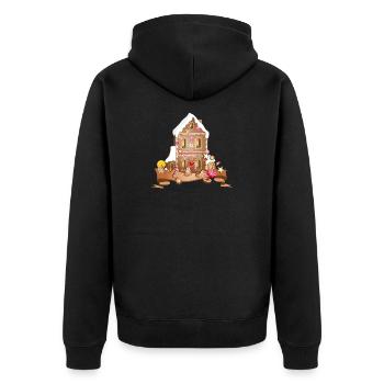 Festive gingerbread house with Christmas cookies - Unisex Premium Organic Zip Hoodie - black - Back - Nico (187cm)