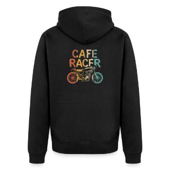 vintage caferacer illustration - custom biker logo - Unisex Premium Organic Zip Hoodie - black - Back - Nico (187cm)