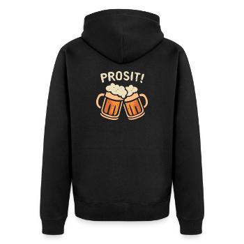 prosit Bier Fest - Biergläser Comic und Cartoon - Unisex Premium Bio Zip Hoodie - Schwarz - Hinten - Nico (187cm)