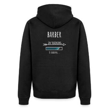 Barber Gift Profession Training Barber - Unisex Premium Organic Zip Hoodie - black - Back - Nico (187cm)