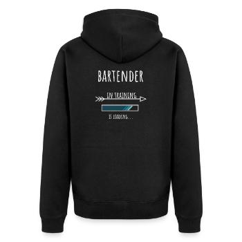 Bartender Geschenk Beruf Ausbildung Barkeeper - Unisex Premium Bio Zip Hoodie - Schwarz - Hinten - Nico (187cm)