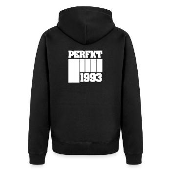 Design rétro intemporel de 1993 - Veste à capuche bio Premium Unisexe - noir - Dos - Nico (187cm)