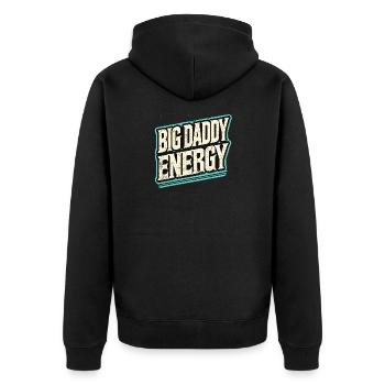 Big Dad Energie Retro - Unisex Premium Bio Zip Hoodie - Schwarz - Hinten - Nico (187cm)