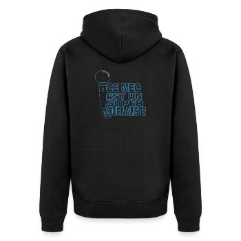 Super Journalist – Dieser Typ bedient das Mikrofon - Unisex Premium Bio Zip Hoodie - Schwarz - Hinten - Nico (187cm)