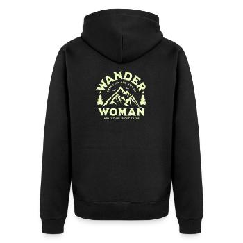 Wander Woman - Unisex Premium Bio Zip Hoodie - Schwarz - Hinten - Nico (187cm)