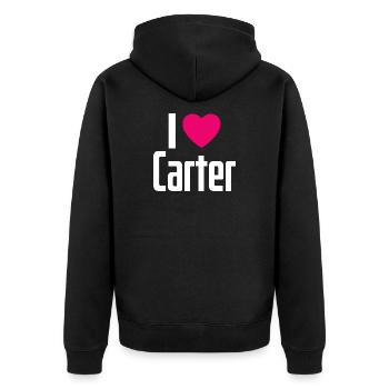 I Love Carter Pinkes Herz Ich liebe Carter - Unisex Premium Bio Zip Hoodie - Schwarz - Hinten - Nico (187cm)