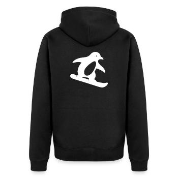Minimalist Penguin Snowboard Winter Getaway - Unisex Premium Organic Zip Hoodie - black - Back - Nico (187cm)