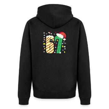67 Christmas  - Unisex Premium Bio Zip Hoodie - Schwarz - Hinten - Nico (187cm)