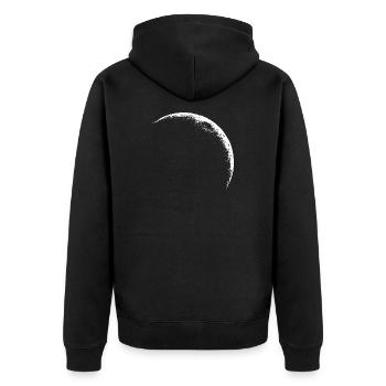 Sichelmond, Himmelsmond - Unisex Premium Bio Zip Hoodie - Schwarz - Hinten - Nico (187cm)