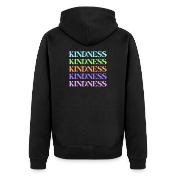 Kindness Rainbow Stacked Text - Unisex Premium Organic Zip Hoodie - black - Back - Nico (187cm)