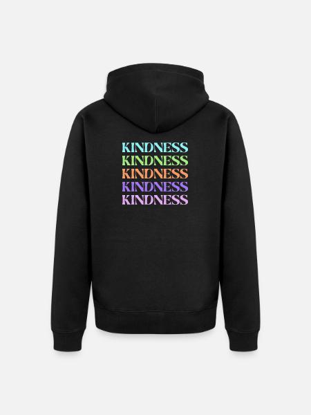 Kindness Rainbow Stacked Text - Unisex Premium Organic Zip Hoodie - black
