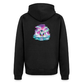Pinguin auf Eis mit pinkem Drink - Unisex Premium Organic Zip Hoodie - black - Back - Nico (187cm)