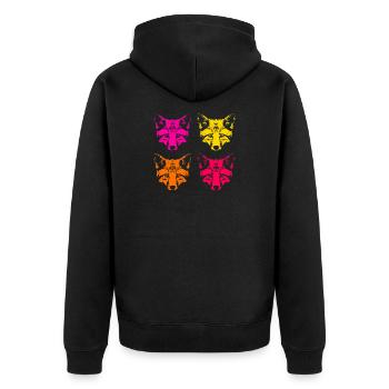 Farbige Füchse  - Unisex Premium Bio Zip Hoodie - Schwarz - Hinten - Nico (187cm)