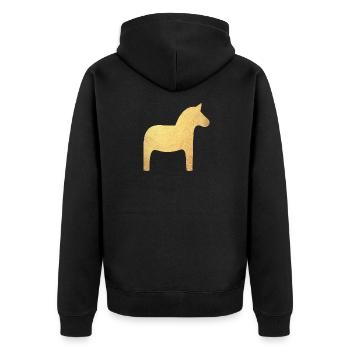 Dala Horse Gold Sweden Christmas Decoration Luxury - Unisex Premium Organic Zip Hoodie - black - Back - Nico (187cm)