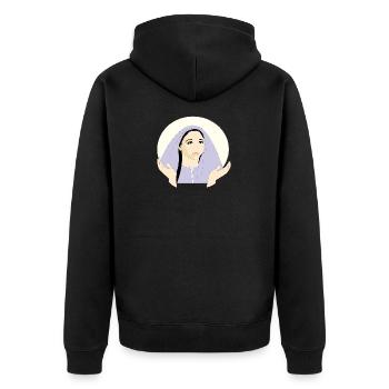 MARY St. Mary | Convent Woman | Woman with headscarf - Unisex Premium Organic Zip Hoodie - black - Back - Nico (187cm)
