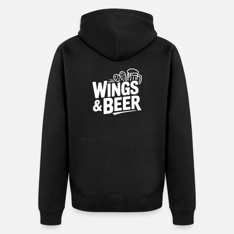 Wings and Beer - Unisex Premium Bio Zip Hoodie - Schwarz
