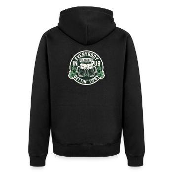 Alle werden beschwipst St. Patrick's Pub - Unisex Premium Bio Zip Hoodie - Schwarz - Hinten - Nico (187cm)