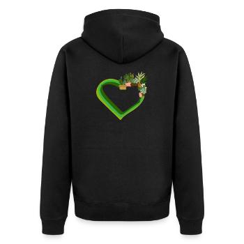Pflanzenliebhaber Liebe Pflanzen Sukkulente Blume - Unisex Premium Bio Zip Hoodie - Schwarz - Hinten - Nico (187cm)