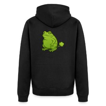 Furzender Frosch Pups Furz pupsen Kröte furzen  - Unisex Premium Bio Zip Hoodie - Schwarz - Hinten - Nico (187cm)