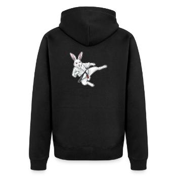 Rabbit Karate Martial Arts - Unisex Premium Organic Zip Hoodie - black - Back - Nico (187cm)