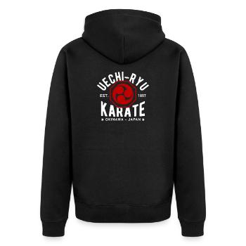 Uechi Ryu Karate Okinawa East. 1897 Japan - Unisex Premium Organic Zip Hoodie - black - Back - Nico (187cm)