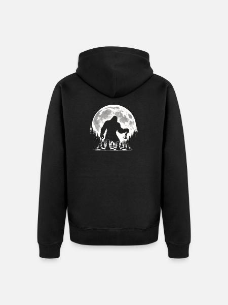 Bigfoot Chess Player - Unisex Premium Organic Zip Hoodie - black