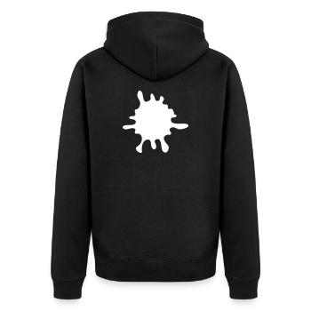 Farbklecks Splash - Unisex Premium Bio Zip Hoodie - Schwarz - Hinten - Nico (187cm)