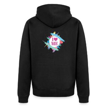 Selbstbewusstsein Character Stärke Coach I Love me - Unisex Premium Bio Zip Hoodie - Schwarz - Hinten - Nico (187cm)