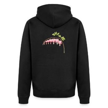 Bleeding Heart Pink Spring Flower - Unisex Premium Organic Zip Hoodie - black - Back - Nico (187cm)