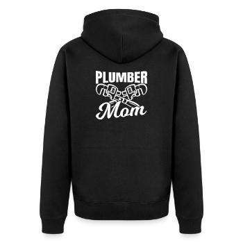 Klempner Mama - Unisex Premium Bio Zip Hoodie - Schwarz - Hinten - Nico (187cm)