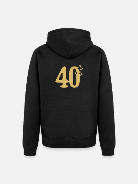 40th Birthday 40th Anniversary Gold Star - Unisex Premium Organic Zip Hoodie - black