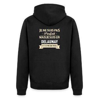 Je Ne Suis Pas Parfait Mais Je Suis Un Delaunay... - Veste à capuche bio Premium Unisexe - noir - Dos - Nico (187cm)
