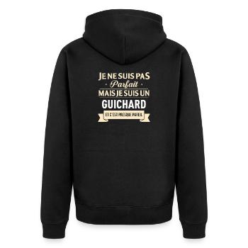 Je Ne Suis Pas Parfait Mais Je Suis Un Guichard... - Veste à capuche bio Premium Unisexe - noir - Dos - Nico (187cm)