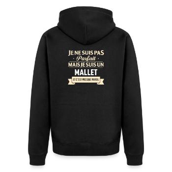 Je Ne Suis Pas Parfait Mais Je Suis Un Mallet E... - Veste à capuche bio Premium Unisexe - noir - Dos - Nico (187cm)