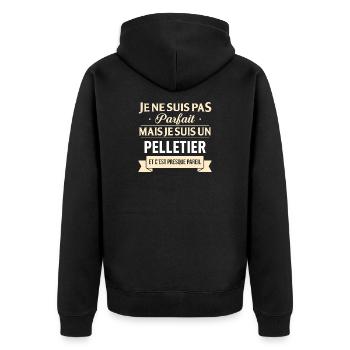 Je Ne Suis Pas Parfait Mais Je Suis Un Pelletie... - Veste à capuche bio Premium Unisexe - noir - Dos - Nico (187cm)