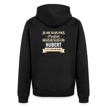 Je Ne Suis Pas Parfait Mais Je Suis Un Hubert E... - Veste à capuche bio Premium Unisexe - noir - Dos - Nico (187cm)