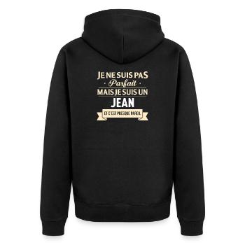 Je Ne Suis Pas Parfait Mais Je Suis Un Jean Et ... - Veste à capuche bio Premium Unisexe - noir - Dos - Nico (187cm)