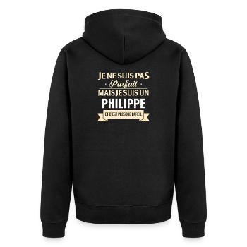 Je Ne Suis Pas Parfait Mais Je Suis Un Philippe... - Veste à capuche bio Premium Unisexe - noir - Dos - Nico (187cm)