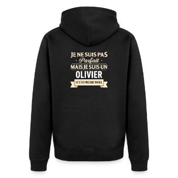 Je Ne Suis Pas Parfait Mais Je Suis Un Olivier ... - Veste à capuche bio Premium Unisexe - noir - Dos - Nico (187cm)