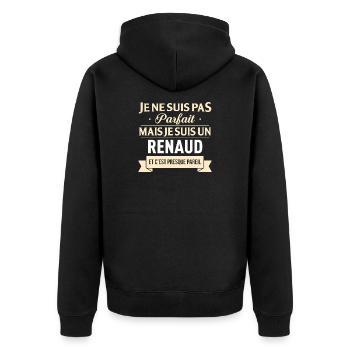 Je Ne Suis Pas Parfait Mais Je Suis Un Renaud E... - Veste à capuche bio Premium Unisexe - noir - Dos - Nico (187cm)